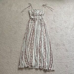 Strapless White Floral Maxi Dress